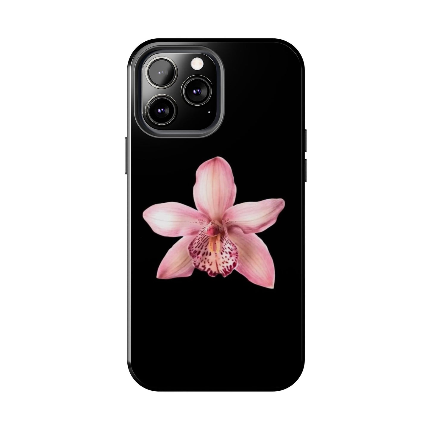 Realistic Orchid Flower with Black Background Glossy Phone Case