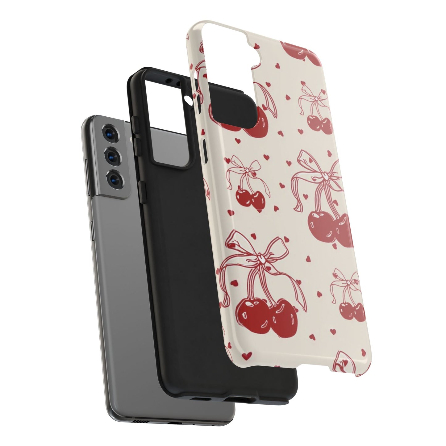 Red Cherry Pattern Fashion Aesthetic Glossy Phone Case