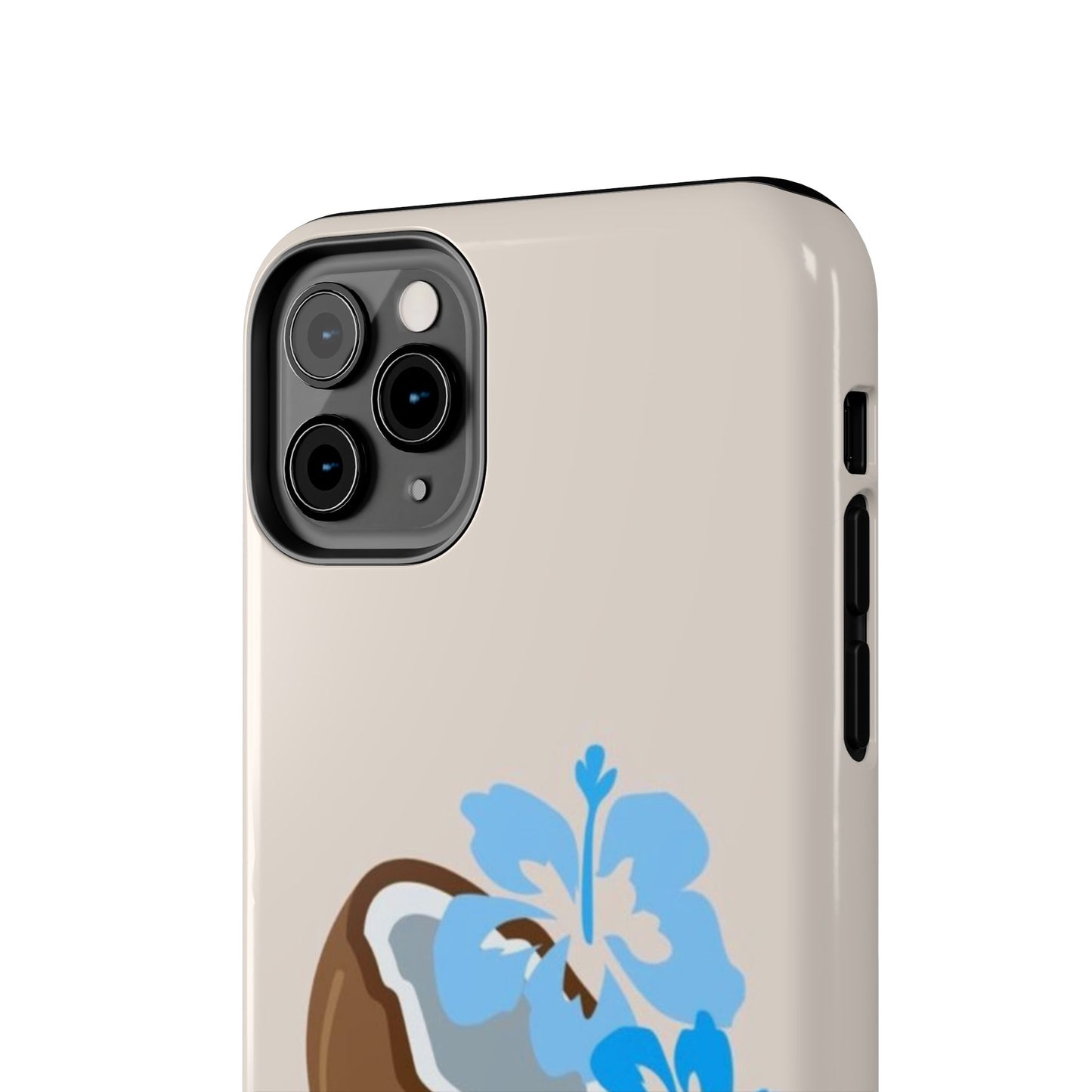 Hawaiian Cute Phone Case, Coconut, Hibiscus, Summery, Tropical, Clean Girl Aesthetic, Preppy, Glossy Phone Case