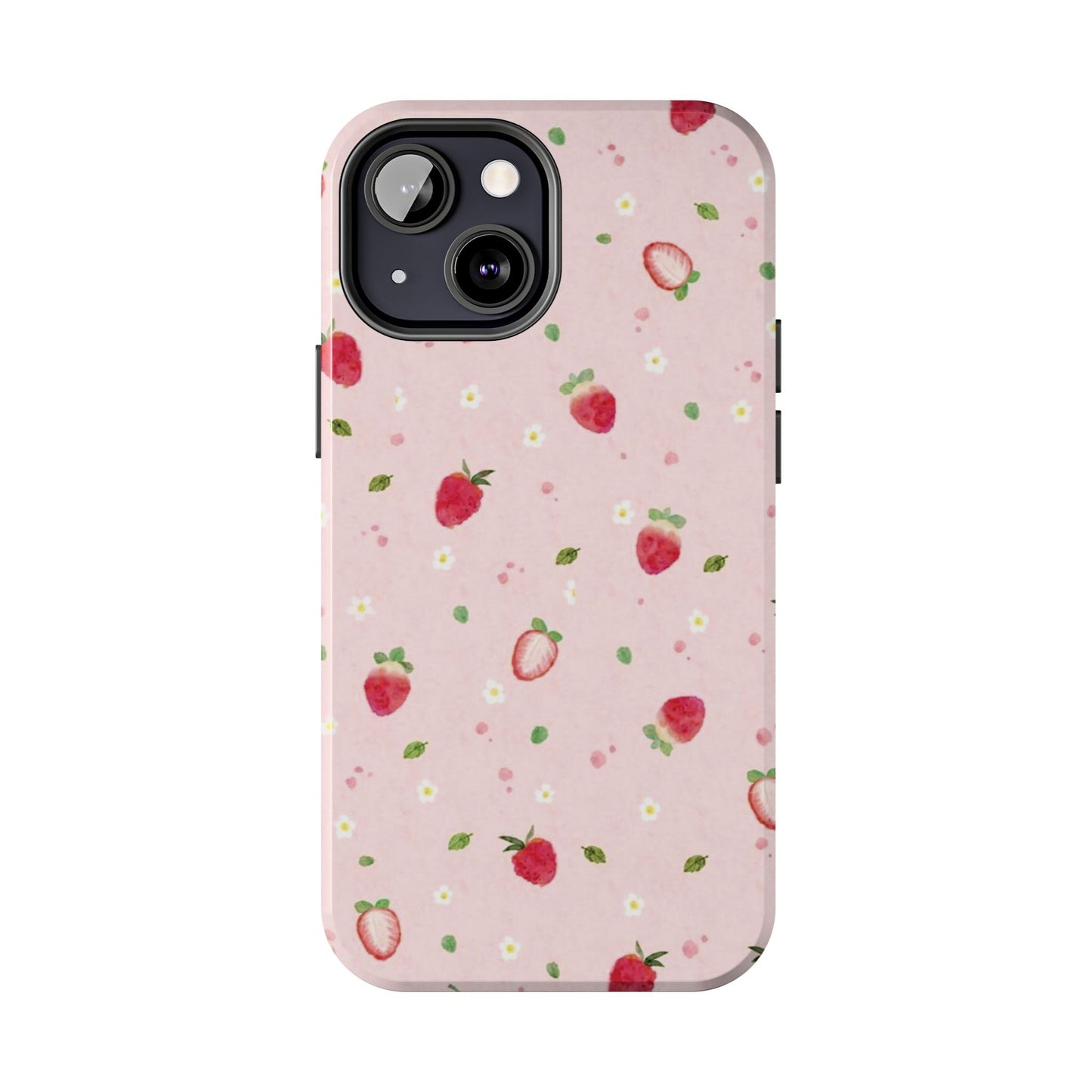 Strawberry Coquette Phone Case, Pink, Farmcore, Garden, Fairy, Spring Vibes, Fruit, Cute, Clean Girl, Glossy Phone Case