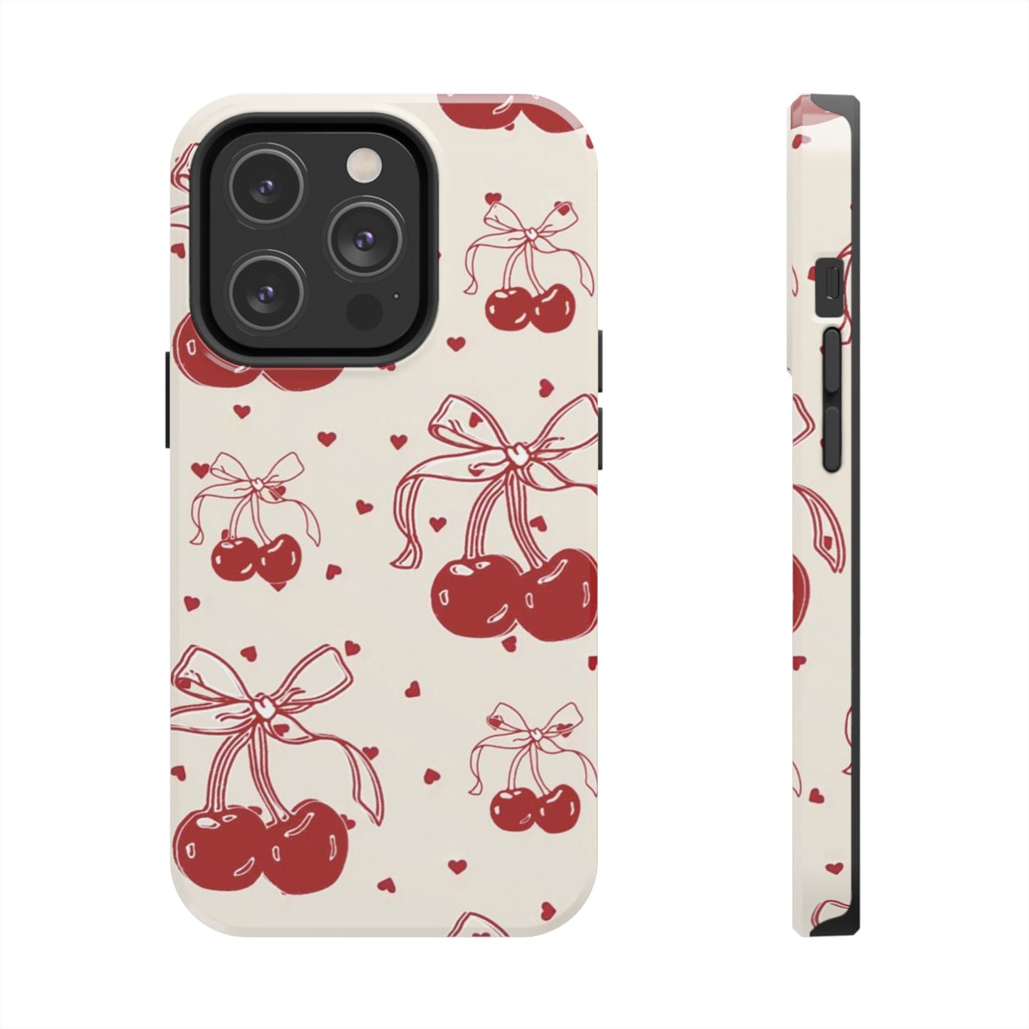 Red Cherry Pattern Fashion Aesthetic Glossy Phone Case