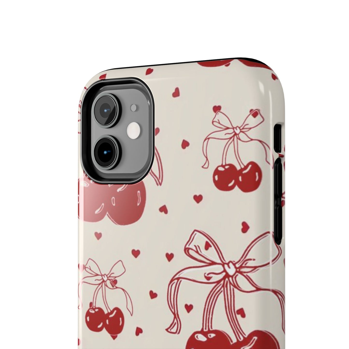 Red Cherry Pattern Fashion Aesthetic Glossy Phone Case