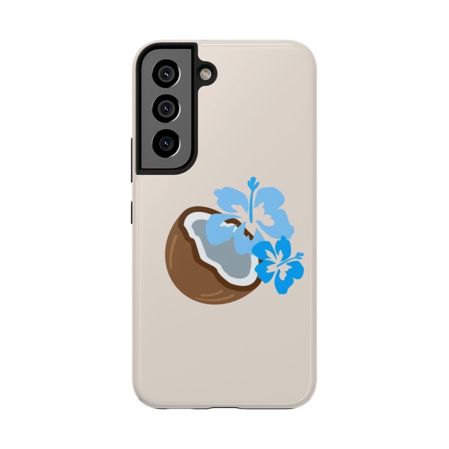 Hawaiian Cute Phone Case, Coconut, Hibiscus, Summery, Tropical, Clean Girl Aesthetic, Preppy, Glossy Phone Case