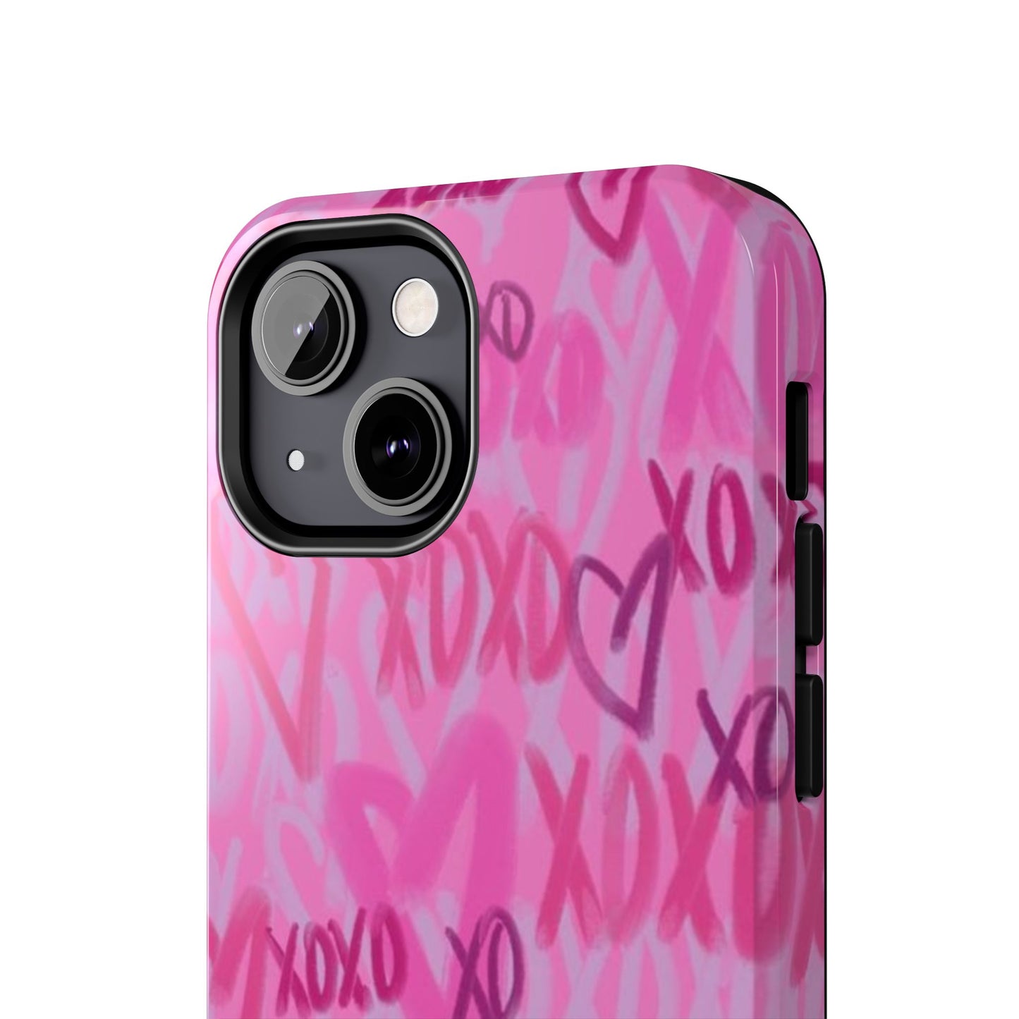 Glossy Phone Case, Graffiti, Spray Paint Hearts, Pink, Cute, Protective