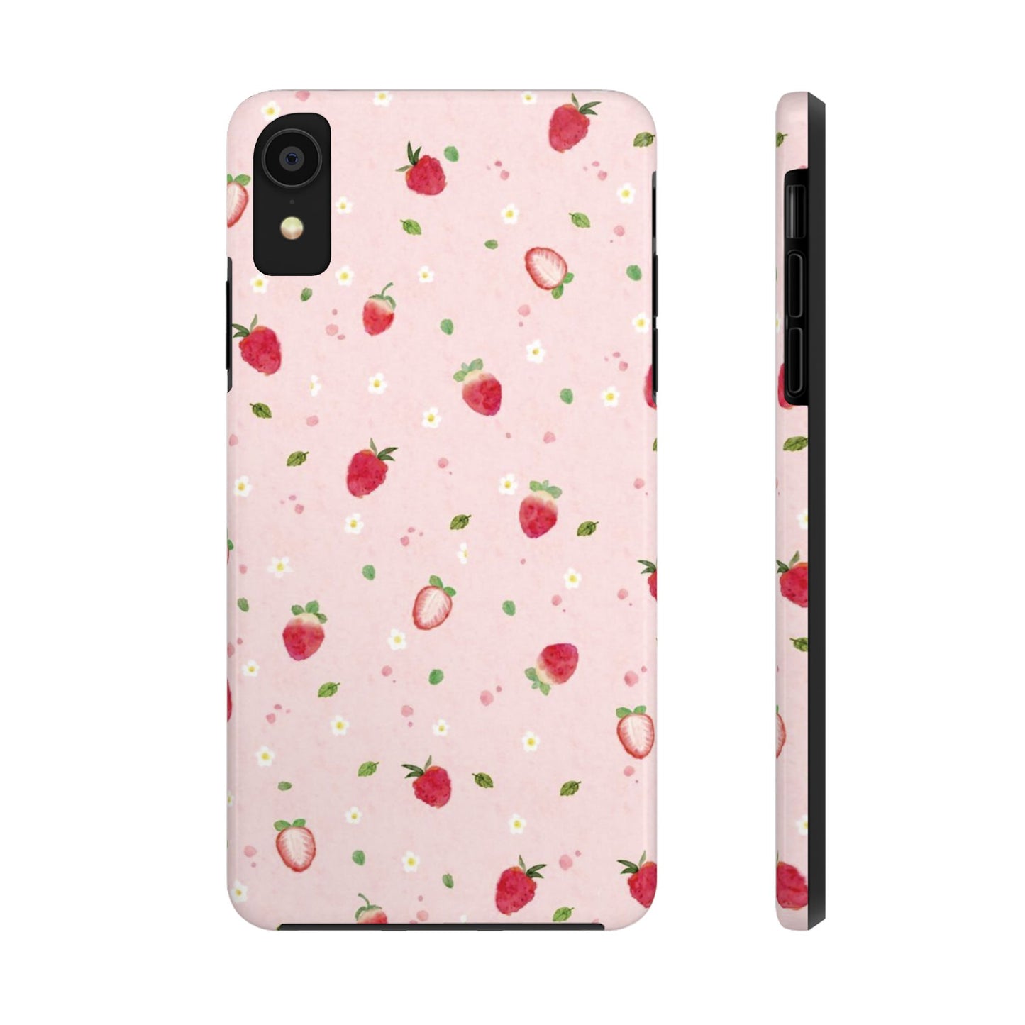 Strawberry Coquette Phone Case, Pink, Farmcore, Garden, Fairy, Spring Vibes, Fruit, Cute, Clean Girl, Glossy Phone Case