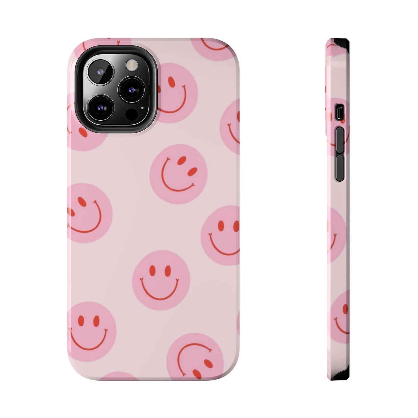 Smiley Face Pink Aesthetic Glossy Phone Case