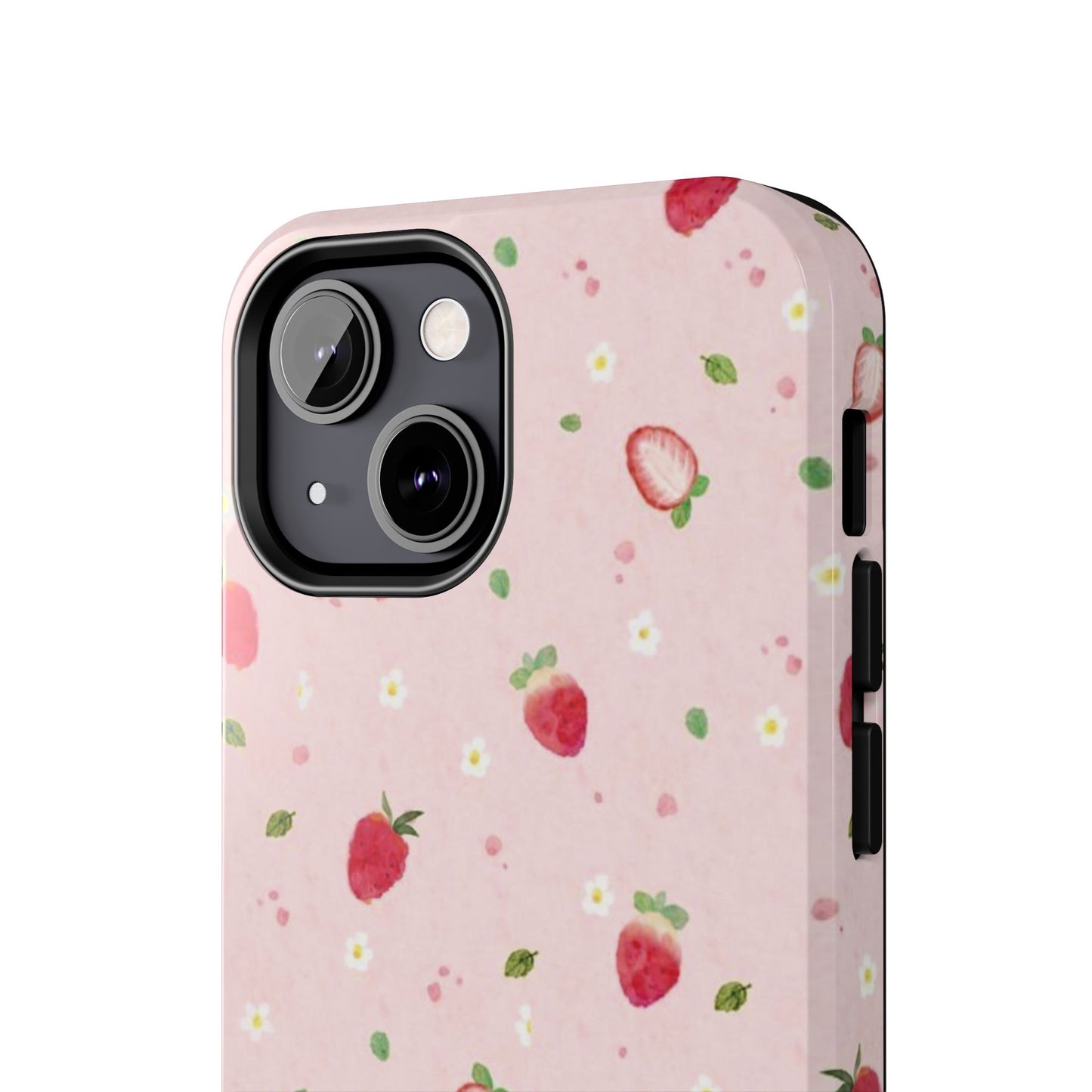 Strawberry Coquette Phone Case, Pink, Farmcore, Garden, Fairy, Spring Vibes, Fruit, Cute, Clean Girl, Glossy Phone Case