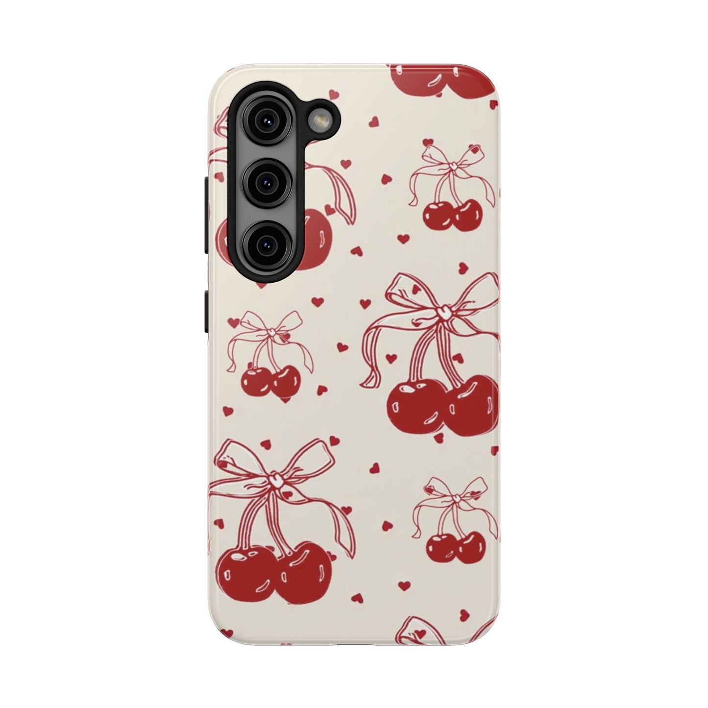 Red Cherry Pattern Fashion Aesthetic Glossy Phone Case