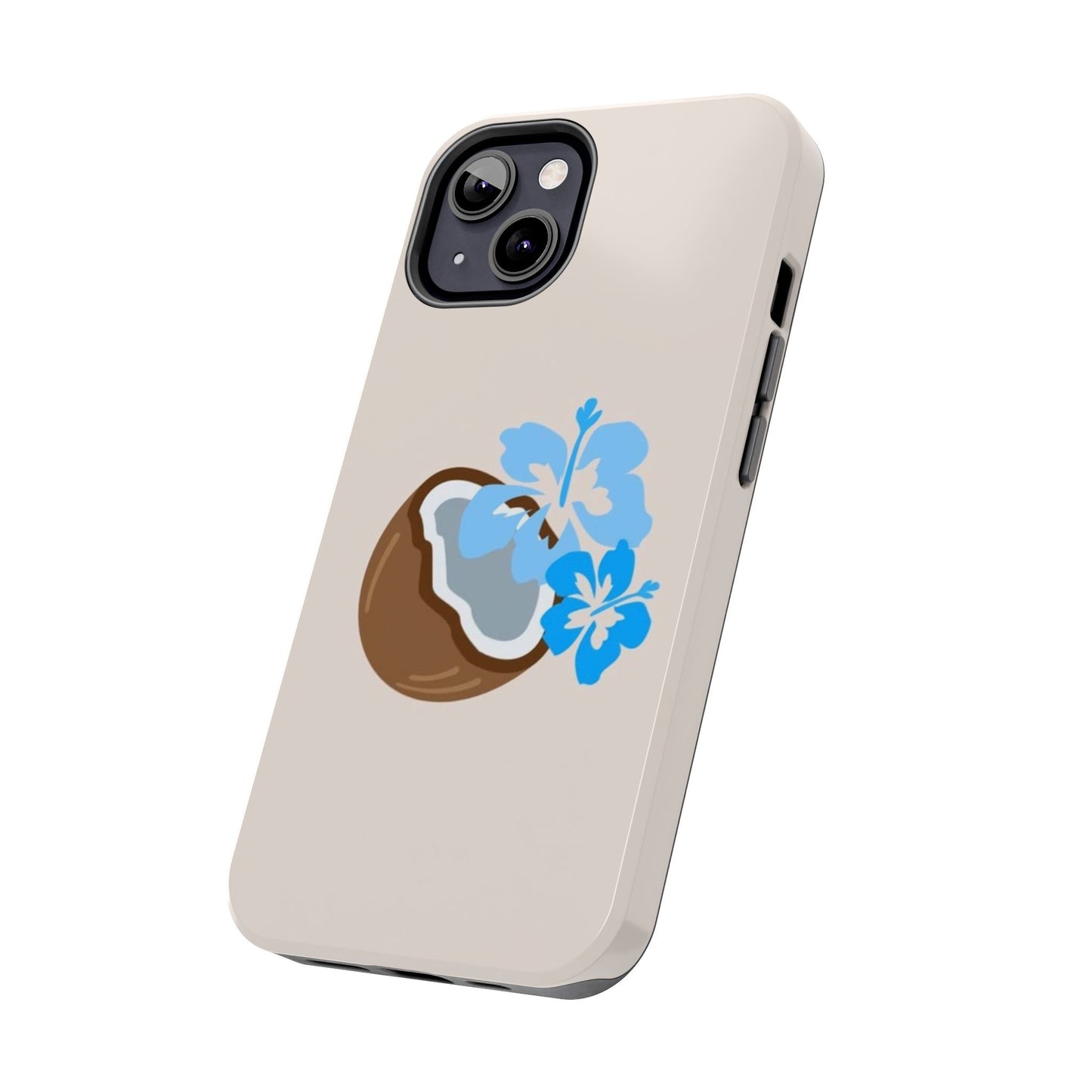 Hawaiian Cute Phone Case, Coconut, Hibiscus, Summery, Tropical, Clean Girl Aesthetic, Preppy, Glossy Phone Case