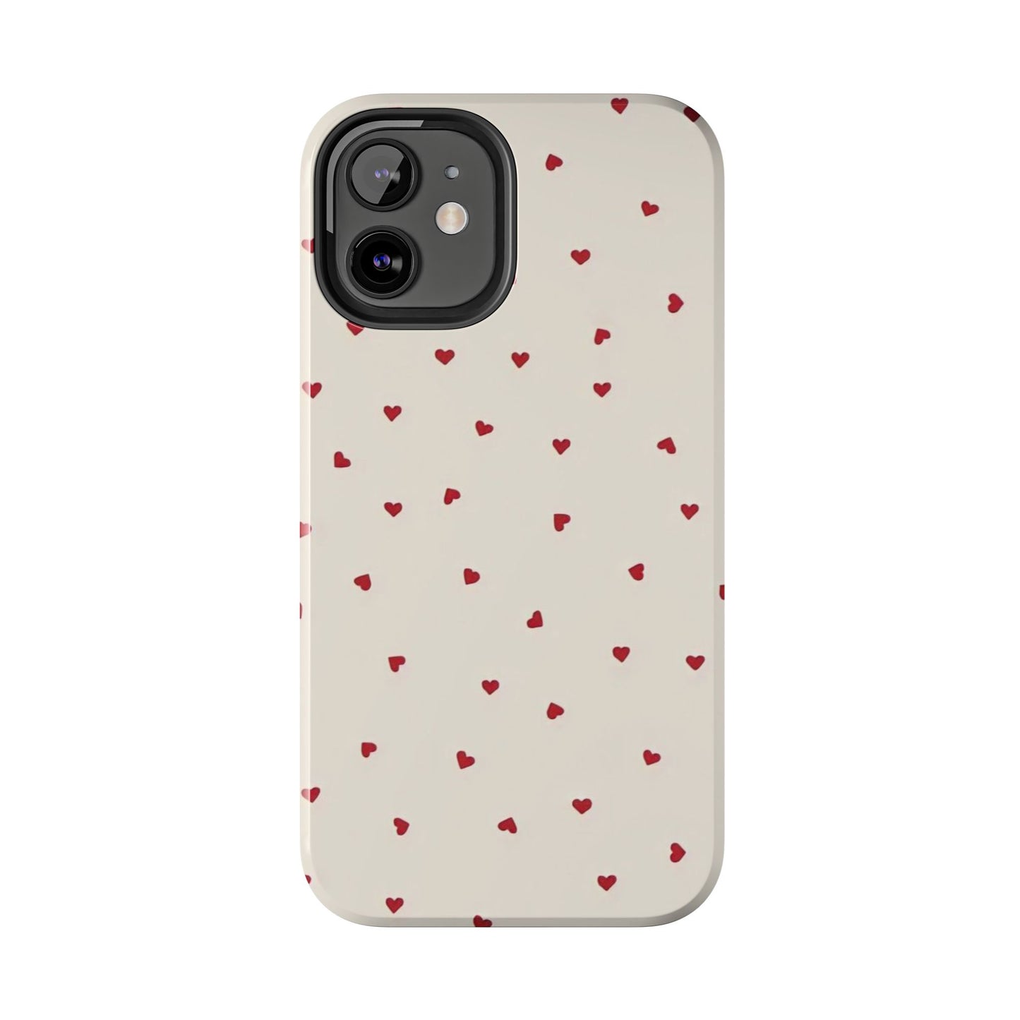 Glossy Phone Case, Red Heart Print, Coquette, Aesthetic Phone Case