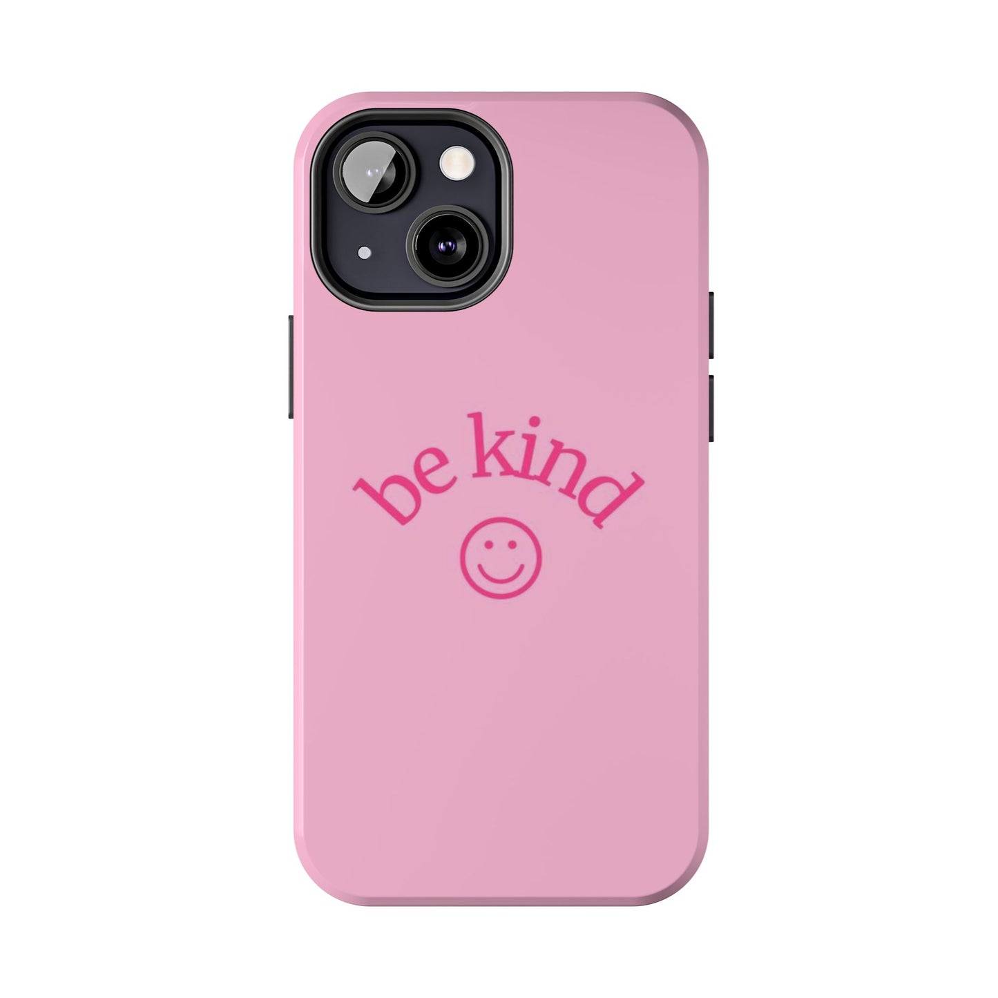 Be Kind Smiley Face Phone Case, Pink, Glossy