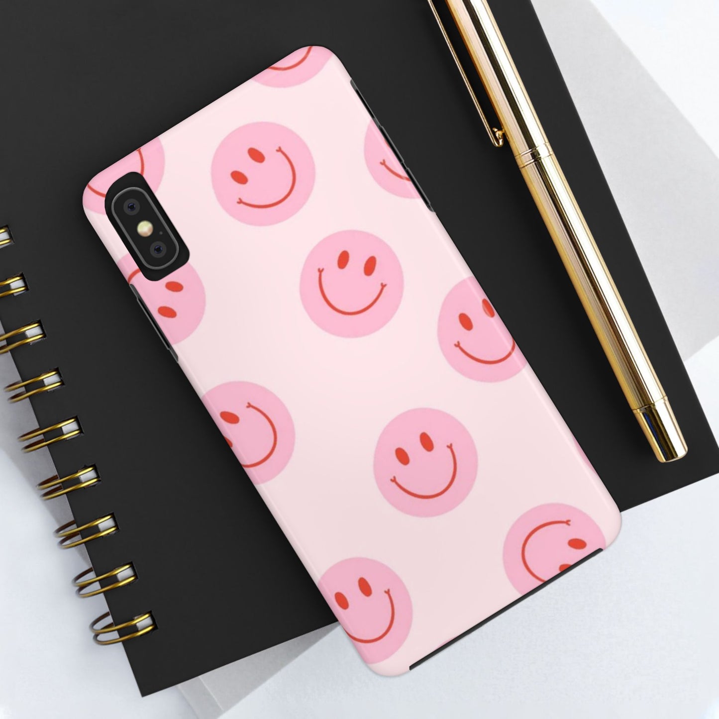 Smiley Face Pink Aesthetic Glossy Phone Case