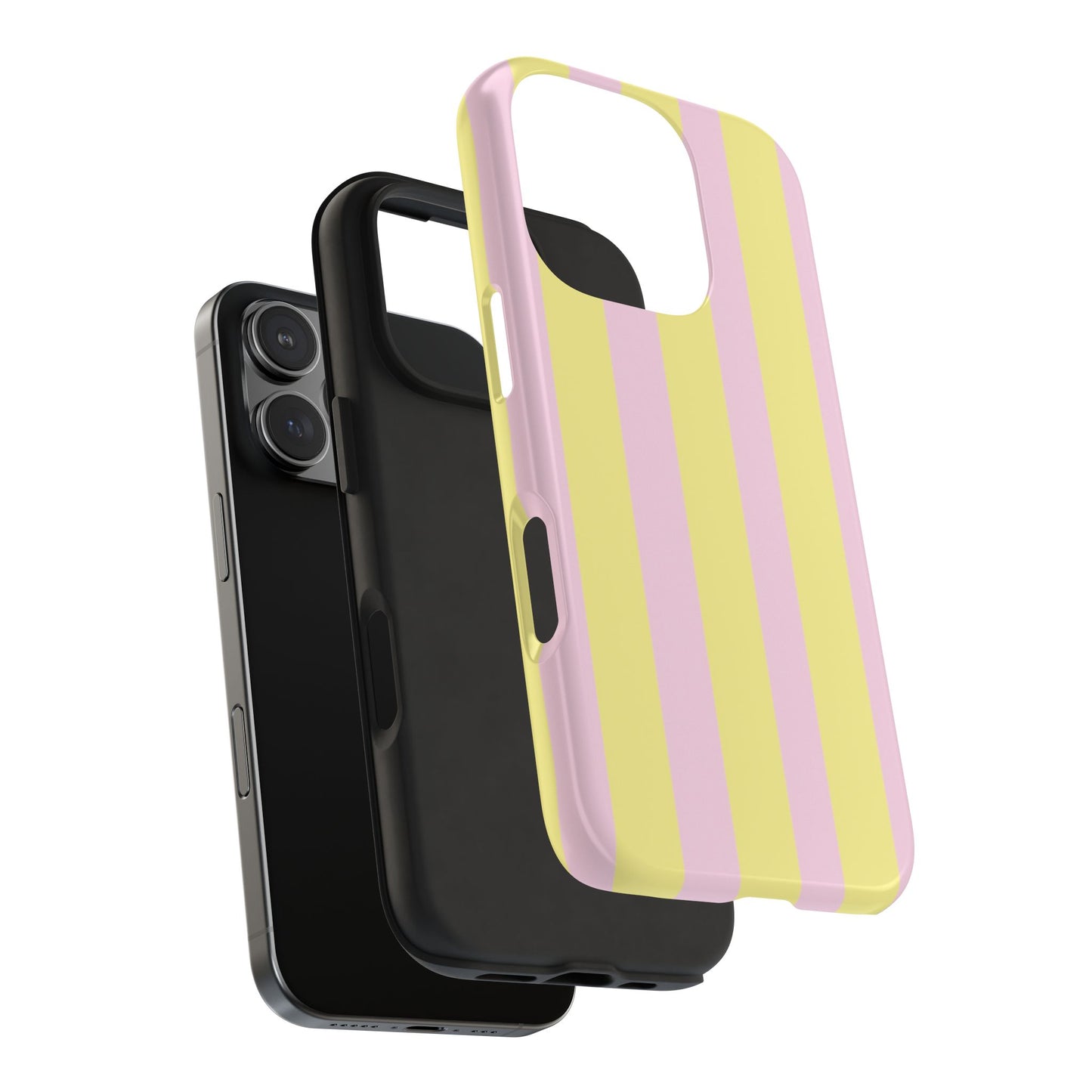 Pastel striped phone case, Pink and yellow stripes