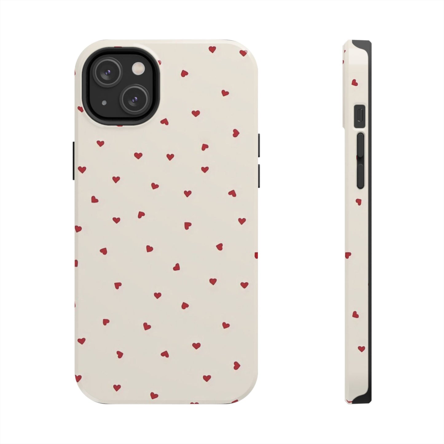 Glossy Phone Case, Red Heart Print, Coquette, Aesthetic Phone Case