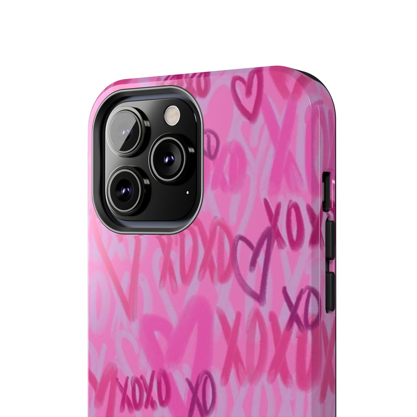 Glossy Phone Case, Graffiti, Spray Paint Hearts, Pink, Cute, Protective
