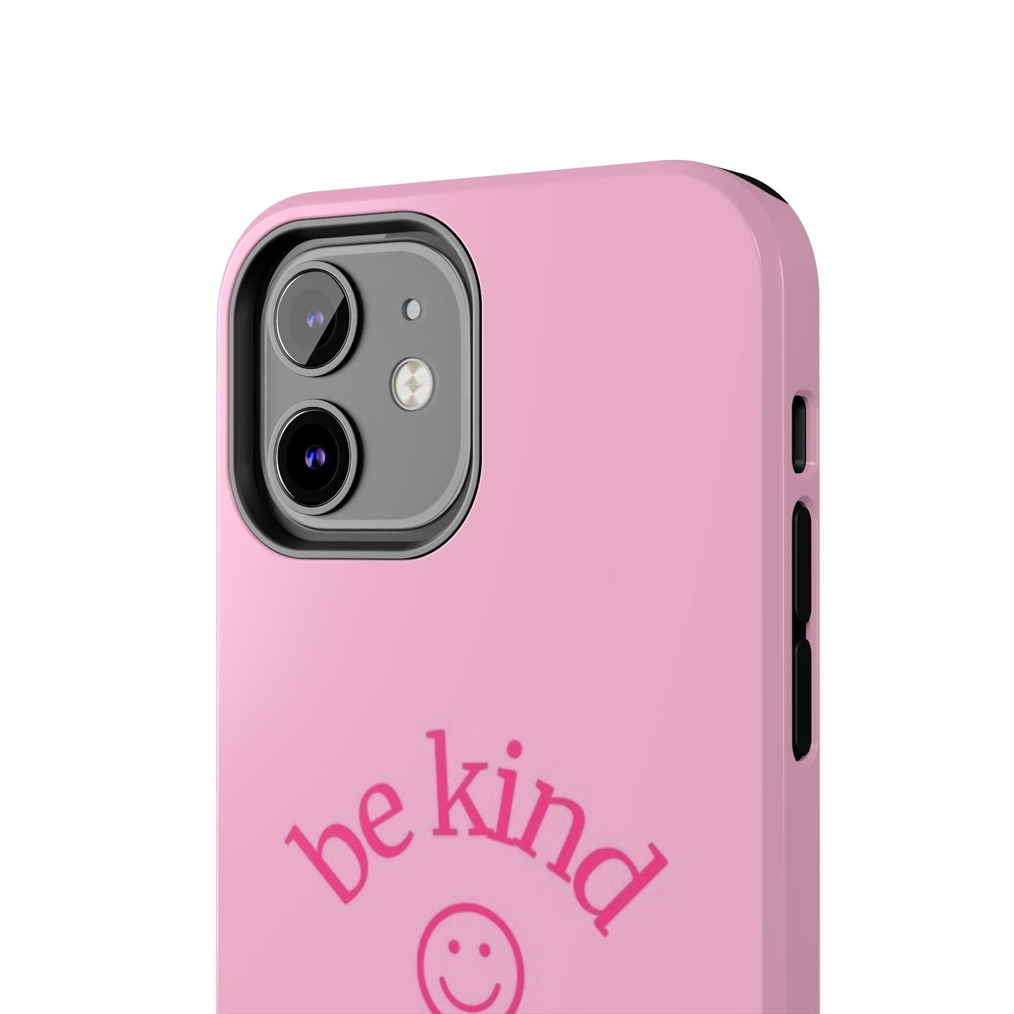 Be Kind Smiley Face Phone Case, Pink, Glossy