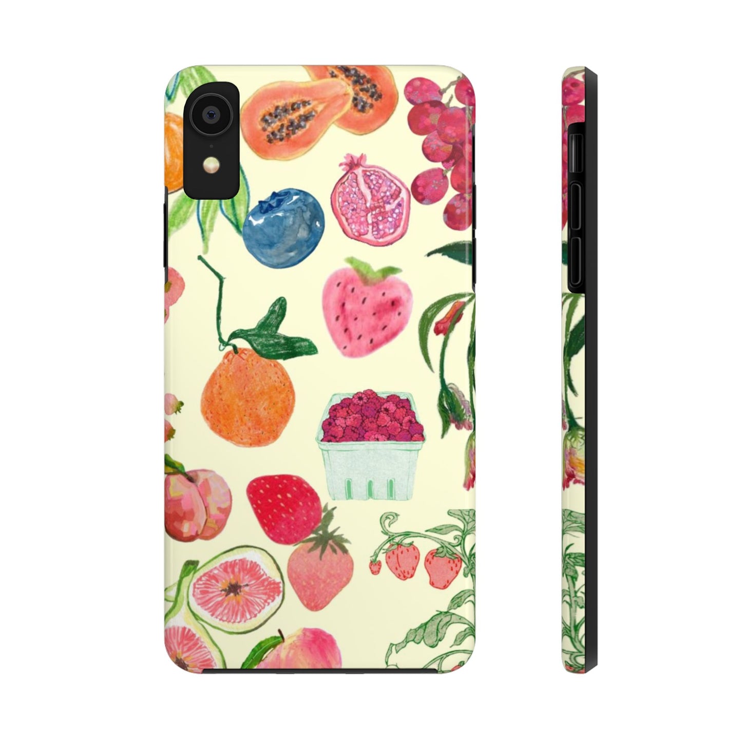 Fruit Print Phone Case, Yellow, Aesthetic, Hailey Bieber, Matilda Djerf, LA, Preppy, Clean Girl, Glossy Phone Case