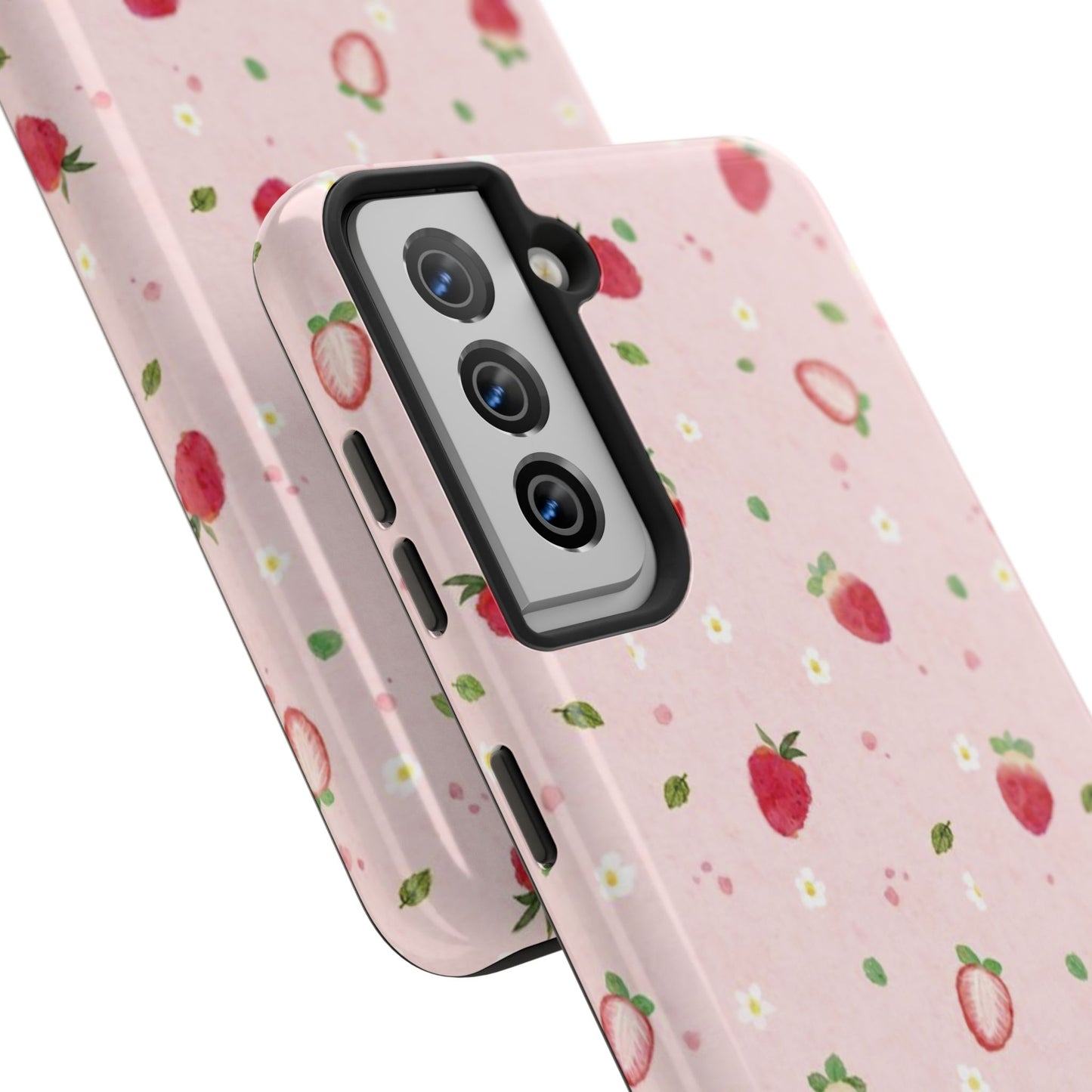Strawberry Coquette Phone Case, Pink, Farmcore, Garden, Fairy, Spring Vibes, Fruit, Cute, Clean Girl, Glossy Phone Case