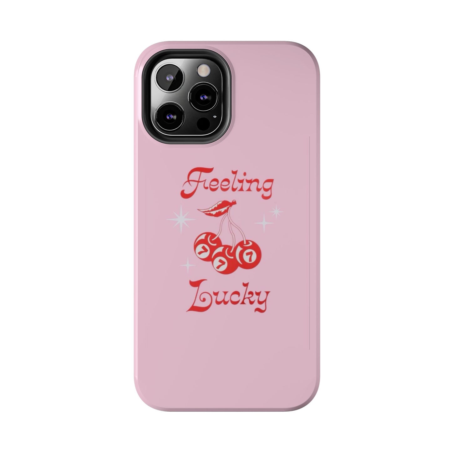Feeling Lucky Pink Aesthetic Glossy Phone Case, Affirmations