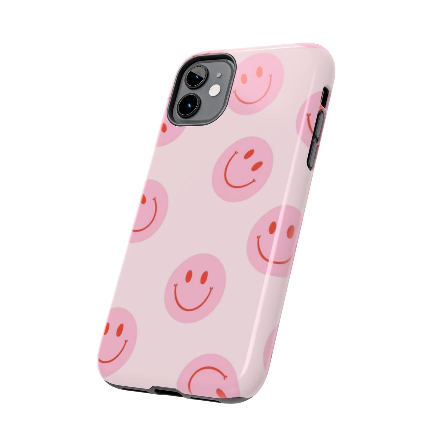 Smiley Face Pink Aesthetic Glossy Phone Case
