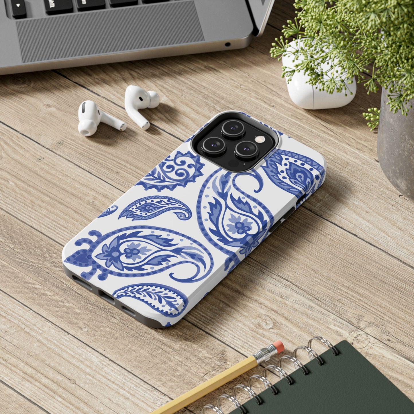 Paisley Blue and White phone case