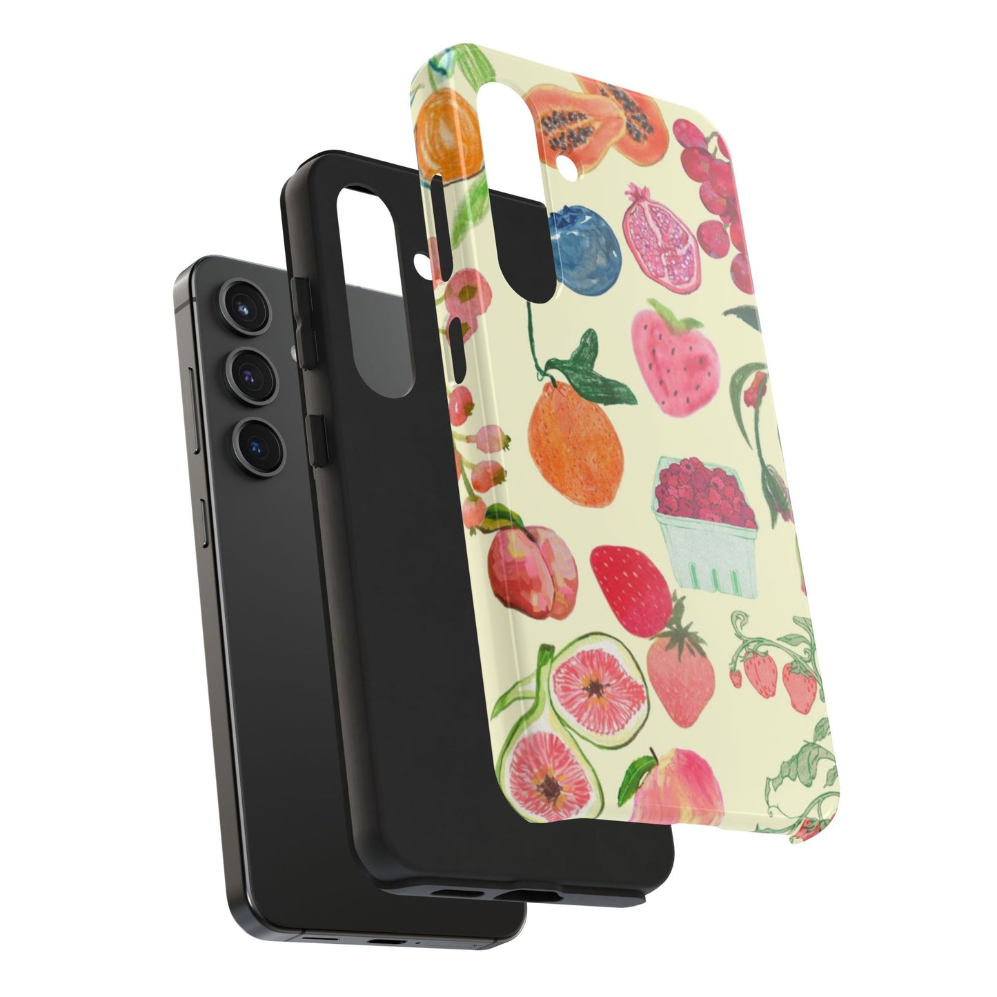 Fruit Print Phone Case, Yellow, Aesthetic, Hailey Bieber, Matilda Djerf, LA, Preppy, Clean Girl, Glossy Phone Case