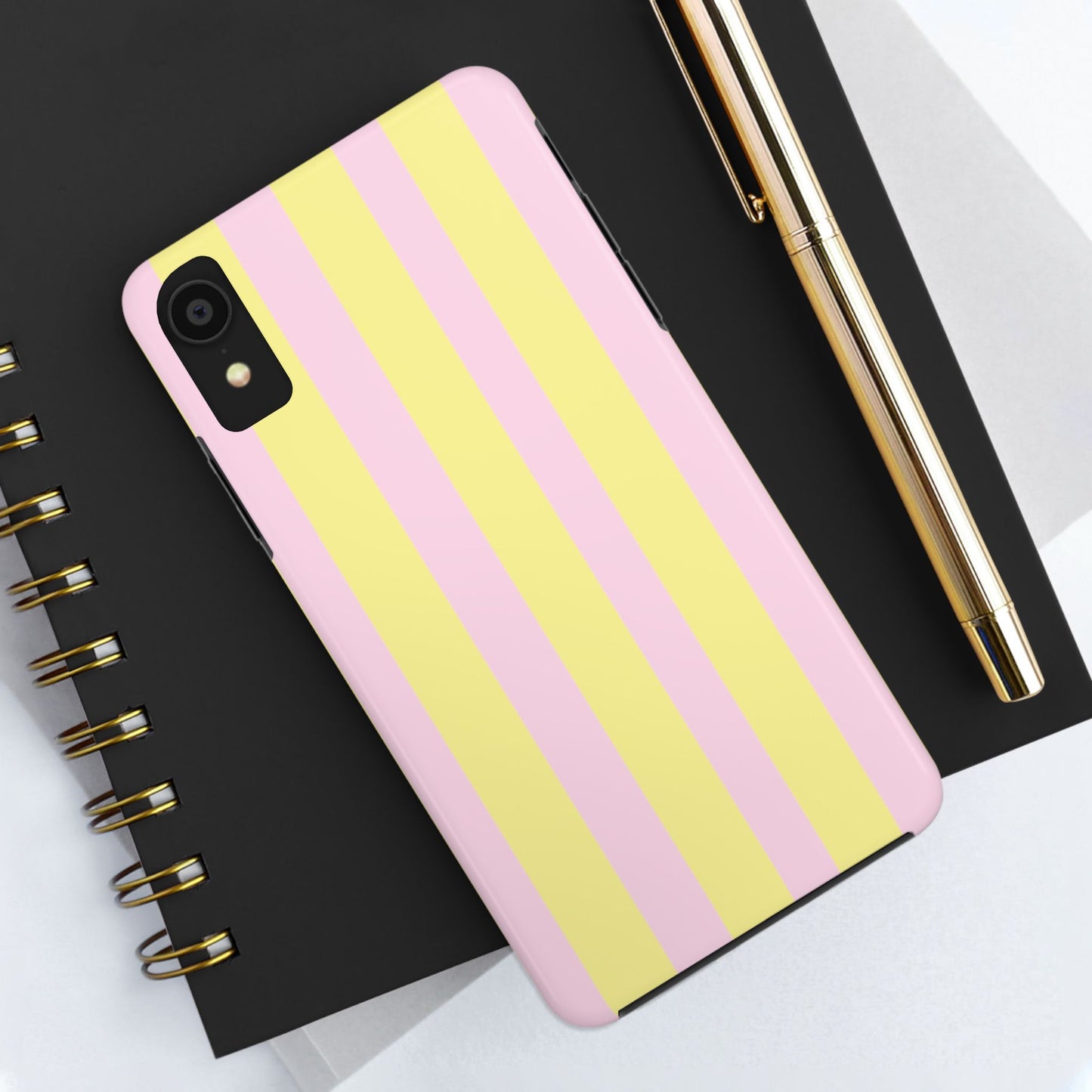 Pastel striped phone case, Pink and yellow stripes