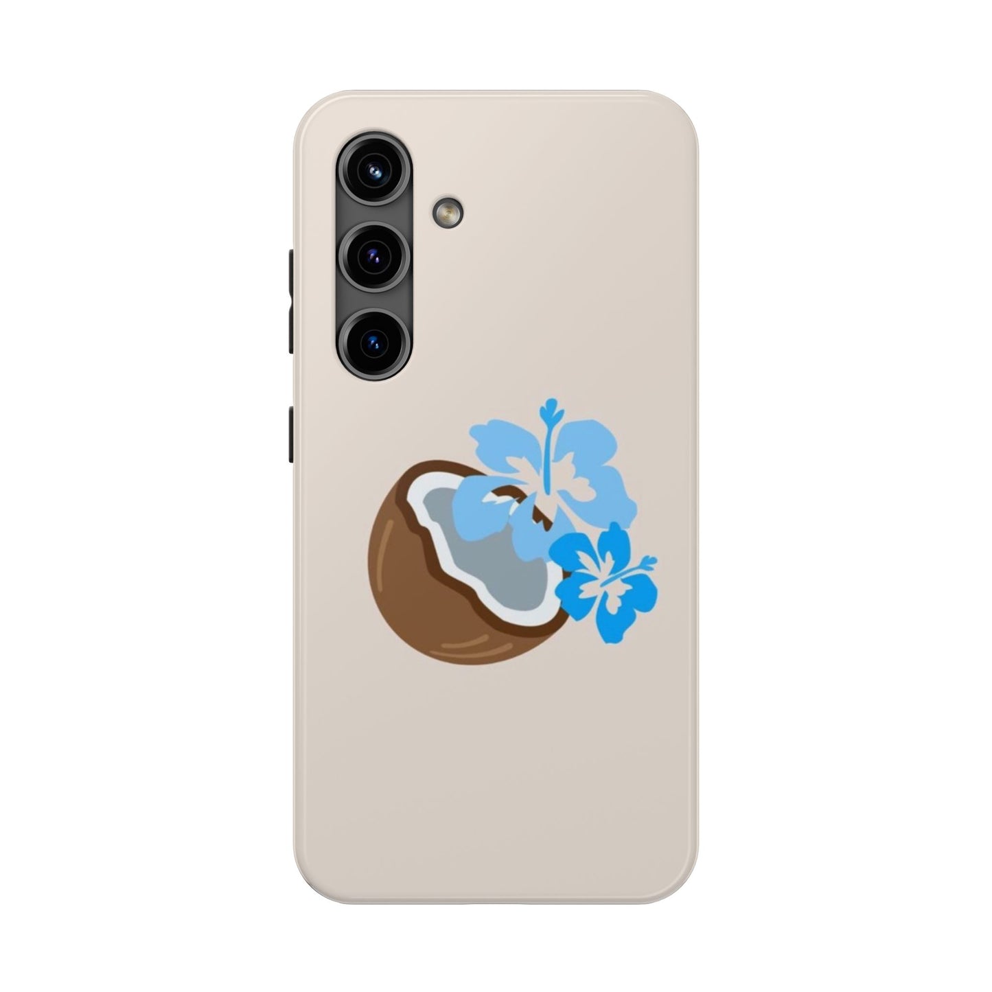 Hawaiian Cute Phone Case, Coconut, Hibiscus, Summery, Tropical, Clean Girl Aesthetic, Preppy, Glossy Phone Case