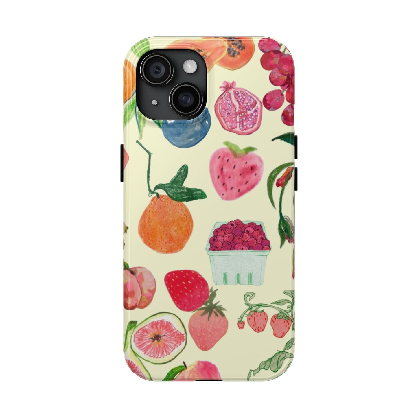 Fruit Print Phone Case, Yellow, Aesthetic, Hailey Bieber, Matilda Djerf, LA, Preppy, Clean Girl, Glossy Phone Case