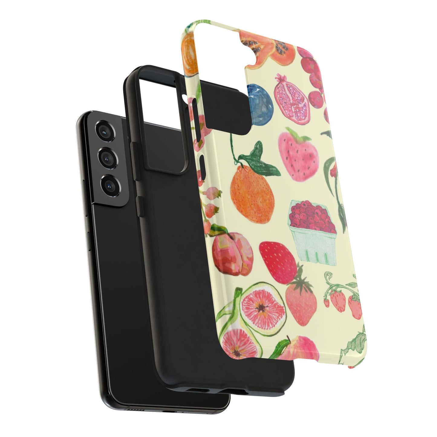 Fruit Print Phone Case, Yellow, Aesthetic, Hailey Bieber, Matilda Djerf, LA, Preppy, Clean Girl, Glossy Phone Case