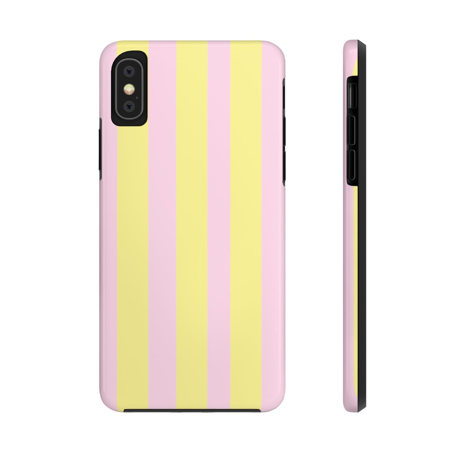 Pastel striped phone case, Pink and yellow stripes